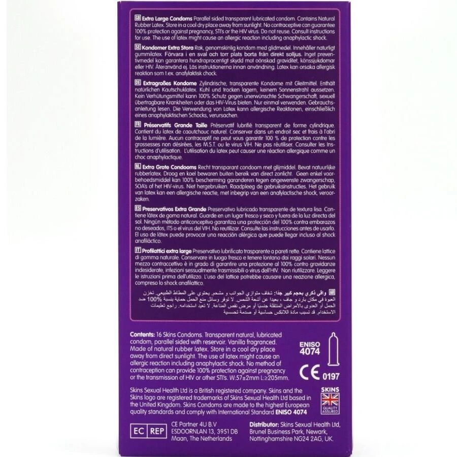 SKINS - PRESERVATIVI EXTRA LARGE PREMIUM CONFEZIONE DA 16